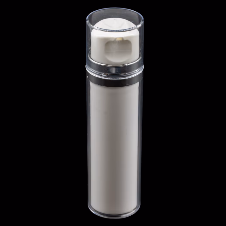 Beyaz airless şişe, şeffaf kapak