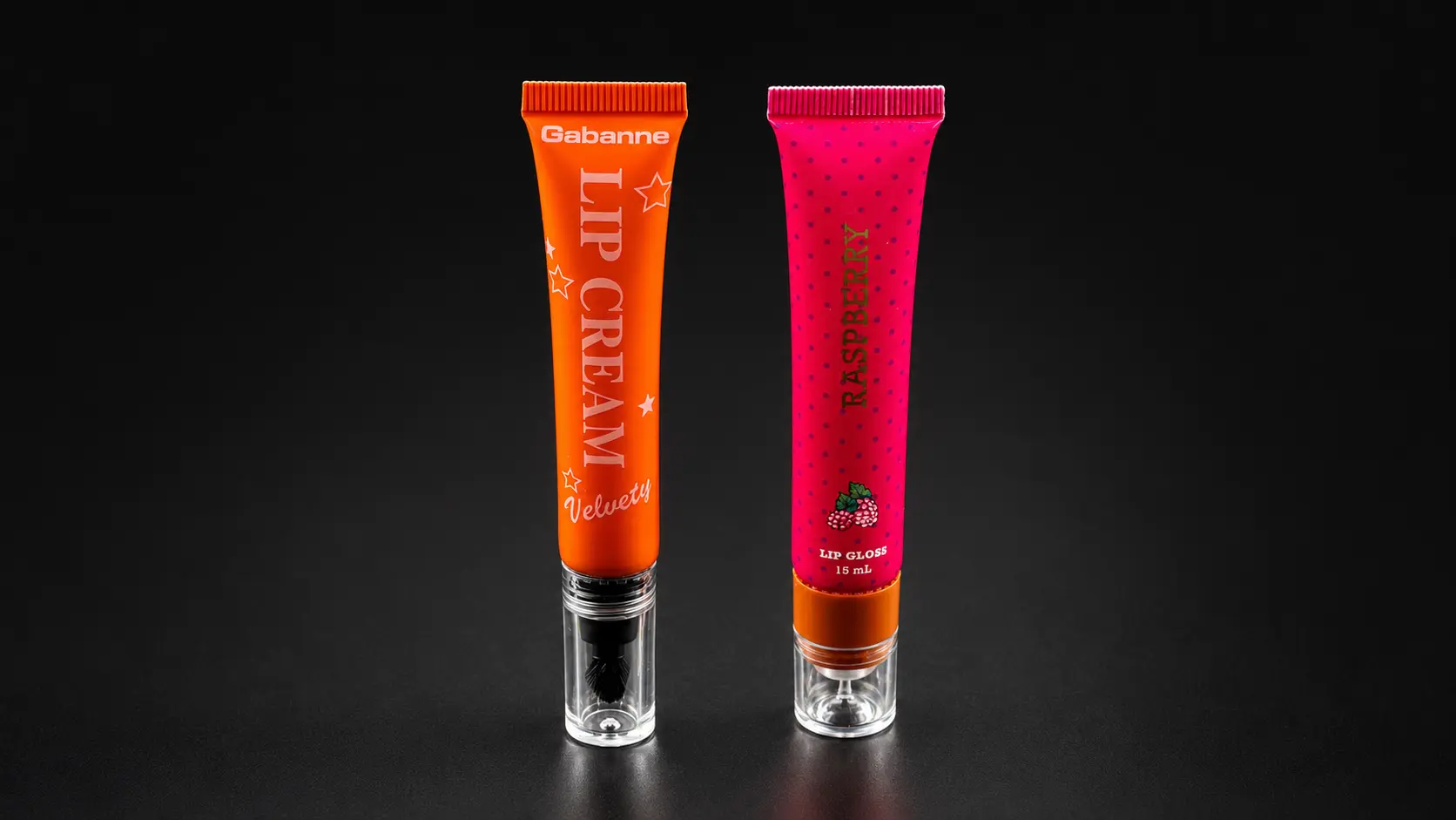 Ruj tüpü, lip gloss ve fırçalı aplikatörlü toptan make-up ambalajı modelleri.